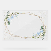 Blauwe bloemen, witte bloemen, boho, bruids welkom acryl bord (Voorkant)