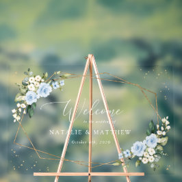 Blauwe bloemen, witte bloemen, boho, bruiloft welk acryl bord