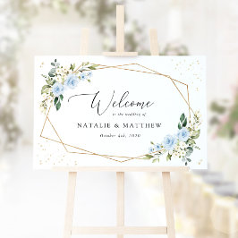 Blauwe bloemen, witte bloemen, boho, bruiloft welk poster