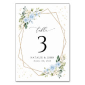 Blauwe bloemen, witte bloemen, boho, tafelnummers (Achterkant)