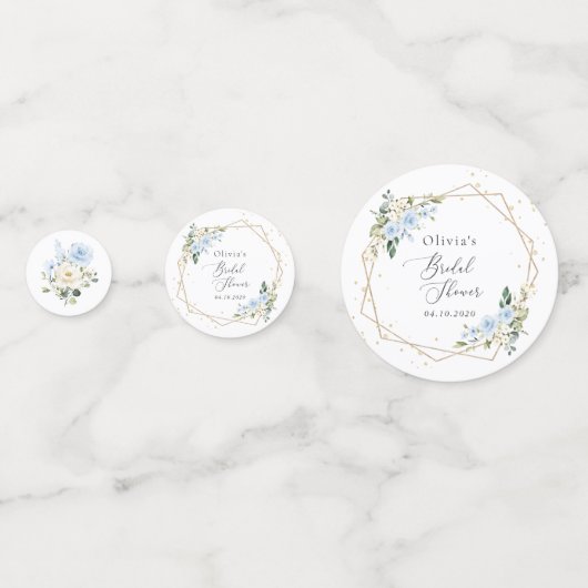 Blauwe bloemen, witte bloemen, Boho, Vrijgezellenf Confetti (Achterkanten)