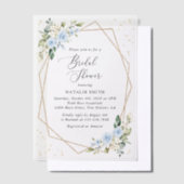 Blauwe bloemen, witte bloemen, Boho, Vrijgezellenf Vellum Uitnodigingen (Offset)