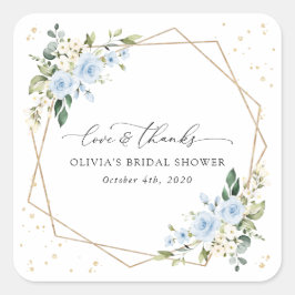 Blauwe bloemen, witte bloemen, Boho, Vrijgezellenf Vierkante Sticker