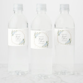 Blauwe bloemen, witte bloemen, Boho, Vrijgezellenf Waterfles Etiket