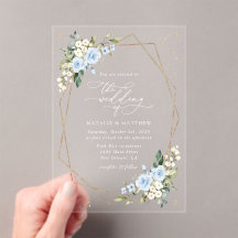 Blauwe bloemen, witte bloemen, groen, bruiloft