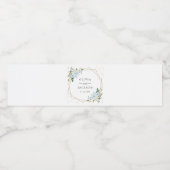 Blauwe Bloemen, Witte Bloemen, Groene Elementen, B Waterfles Etiket (Enkel label)