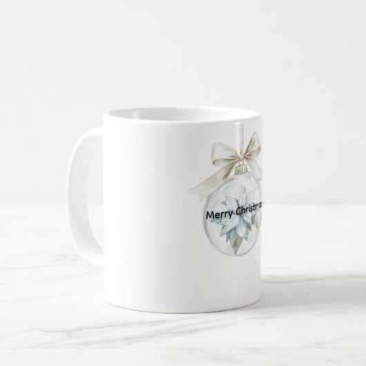 Blauwe Bloemen Witte Boog Kerst Ornament Koffiemok (Voorkant links)