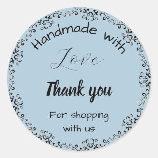 Blauwe bloemen Zakelijke stickers. Ronde Sticker