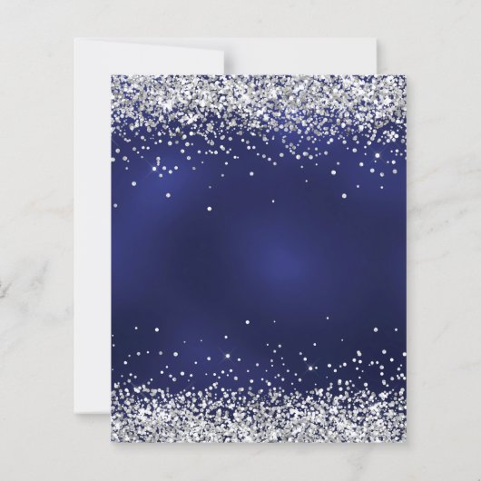 Blauwe bloemen zilver 25ste huwelijksuitnodiging (Achterkant)