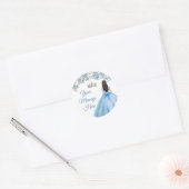 Blauwe Bloemen Zilveren Kroon Quinceañera Uw beric Ronde Sticker (Envelop)