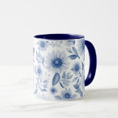 Blauwe bloemen Zonnebloem Mok (Voorkant rechts)