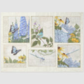 Blauwe bloemen Zonnebloemen Dragonfly Craft Decout Tissuepapier (Voorkant)