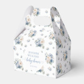 Blauwe bloemenbabyboy douche snoep gunst box bedankdoosjes (Voorkant Zijde)