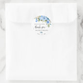Blauwe bloemenboho chique bruiloft dank u ronde sticker (Tas)
