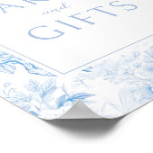 Blauwe bloemenboho trouwkaarten cadeaus teken post poster (Hoek)