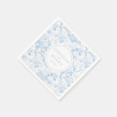 Blauwe bloemenbruiloft monogram papieren servetten (Hoek)
