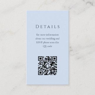 Blauwe Bloemencode QR Trouwkaart Enclosure Informatiekaartje