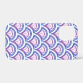 blauwe bloemendamaskpatroon Case-Mate iPhone case (Achterkant (horizontaal))