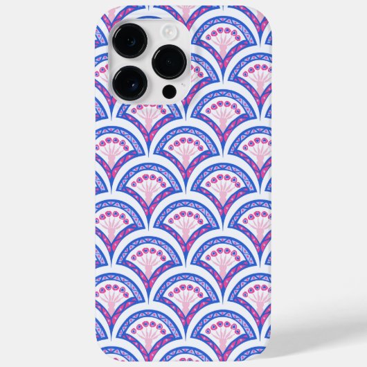 blauwe bloemendamaskpatroon Case-Mate iPhone case (Achterkant)