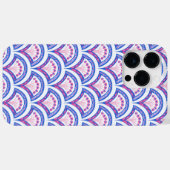 blauwe bloemendamaskpatroon Case-Mate iPhone case (Achterkant (horizontaal))
