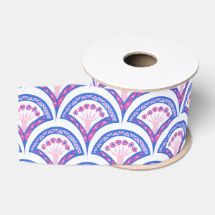 blauwe bloemendamaskpatroon grosgrain lint