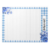Blauwe Bloemengingham _ Brief aan mezelf Notitieblok (Voorkant)