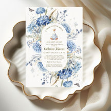 Blauwe Bloemengingham Domme Gans Baby Shower