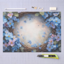 Blauwe bloemenkrans aquarel
