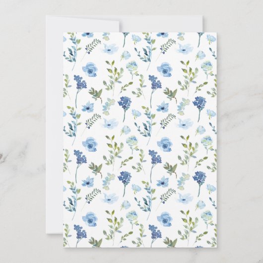 Blauwe bloemenkrans bohemian Save the Date Kaart (Achterkant)