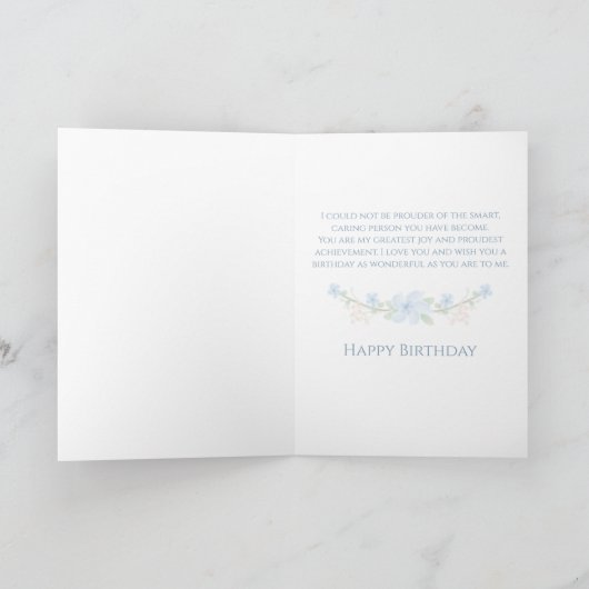 Blauwe Bloemenkrans Dochter Verjaardag Kaart (Binnen)