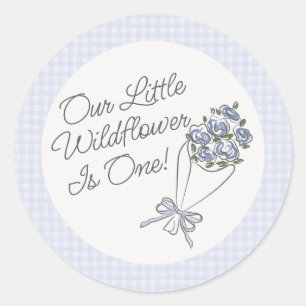 Blauwe Bloemenmarkt Verse Bloemen Verjaardagsfeest Ronde Sticker