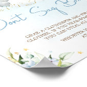 Blauwe bloemenolifant Baby shower zeg geen Baby Poster (Hoek)