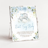 Blauwe bloemenolifant Baby shower zeg geen Baby Poster