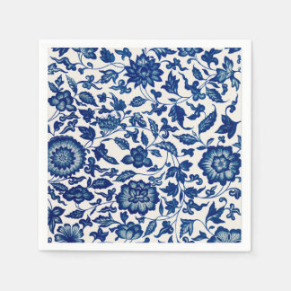 Blauwe Bloemenprint – Elegant Cocktailfeest Papier Servet
