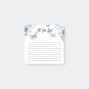 Blauwe bloemenschildering met vlinders omlijnde ta post-it® notes