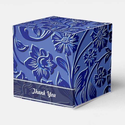 Blauwe bloemensieradendoos bedankdoosjes (Achterkant)