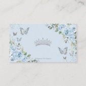 Blauwe Bloemenvlinders Quinceañera QR-code RSVP Informatiekaartje (Achterkant)