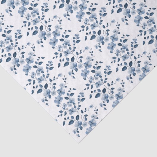 Blauwe Bloemenwijnstok op wit Tissuepapier (Detail)