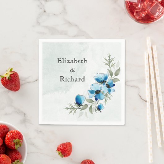 Blauwe bloemetjes servet (Insitu)