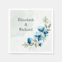 Blauwe bloemetjes servet