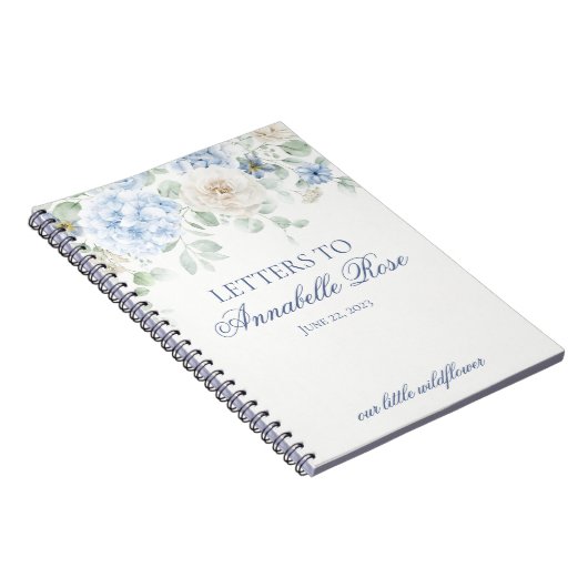 Blauwe Bloemhortensia Brieven aan Verjaardagsbrief Notitieboek (Rechterzijde)