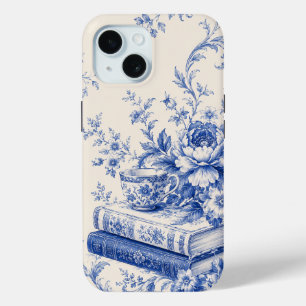 Blauwe Bloemige Boek Liefhebber Hoesje