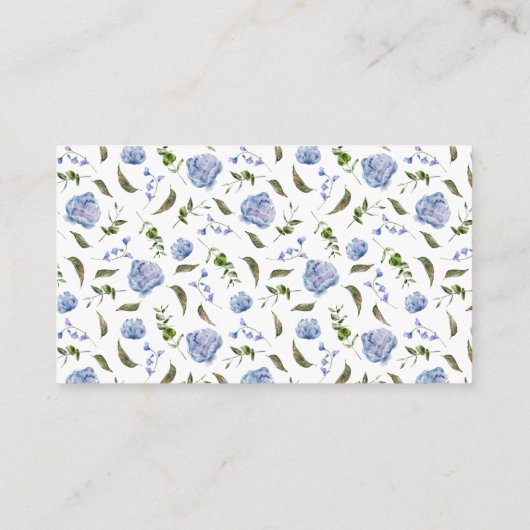 Blauwe Bloemige Bruidsborrel Recept Verzoek Informatiekaartje (Achterkant)