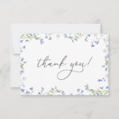 Blauwe bloemige bruidsdouche bedankkaart (Voorkant)