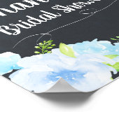 Blauwe bloemige bruidsontbijt welkom bord poster (Hoek)