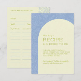 Blauwe Bloemige Bruiloft Borrelhapjes Receptkaarte Informatiekaartje