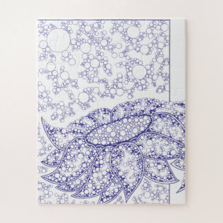 Blauwe bloemige bubbel kunstpuzzel legpuzzel