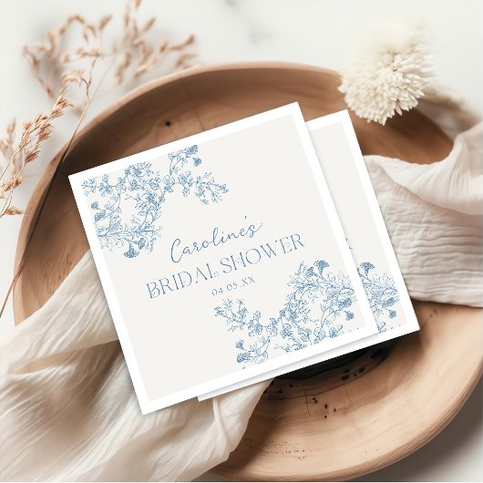 Blauwe bloemige Chinoiserie Bruiloftsshower Servet