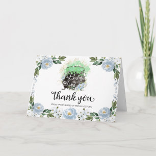 Blauwe Bloemige Halloween Baby Shower Bedankkaart Kaart