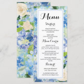 Blauwe Bloemige Hortensia Menu Kaarten (Voorkant / Achterkant)